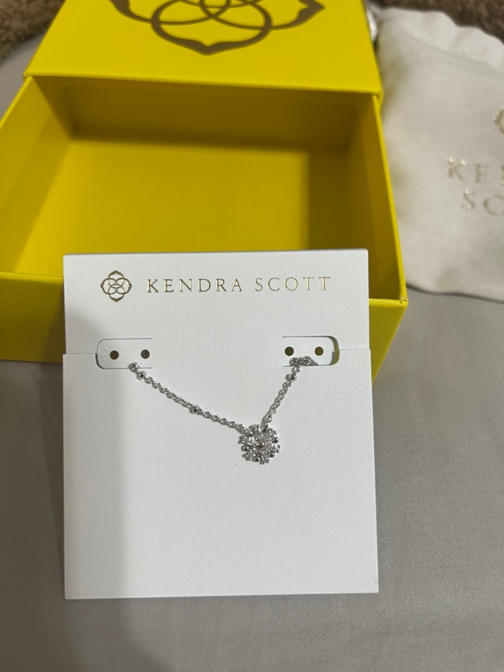 Kendra Scott Silver Crystal Burst Pendant Necklace